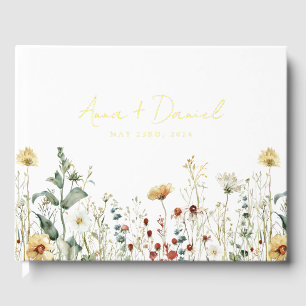 Summer Wildflower Field Wedding Guest Book