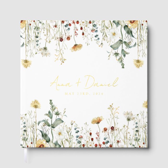 Summer Wildflower Field Wedding Guest Book (Front)