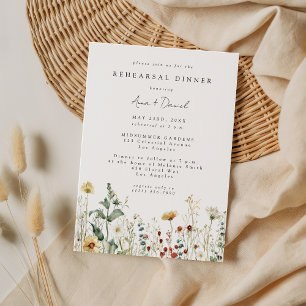 Summer Wildflower Field Wedding Rehearsal Dinner Invitation