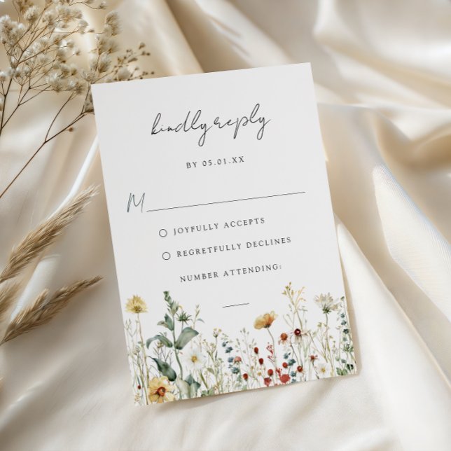 Summer Wildflower Field Wedding RSVP Card (Creator Uploaded)