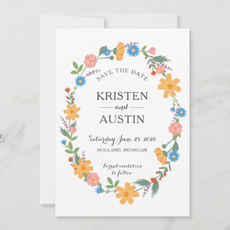 Summer Wildflower Flat Save The Date Card