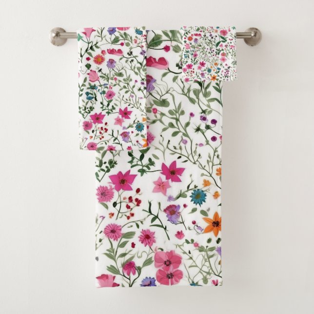 Summer Wildflower Garden Bath Towel Set (Insitu)