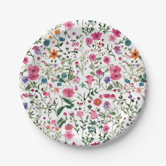 Summer Wildflower Garden Paper Plate (Front)