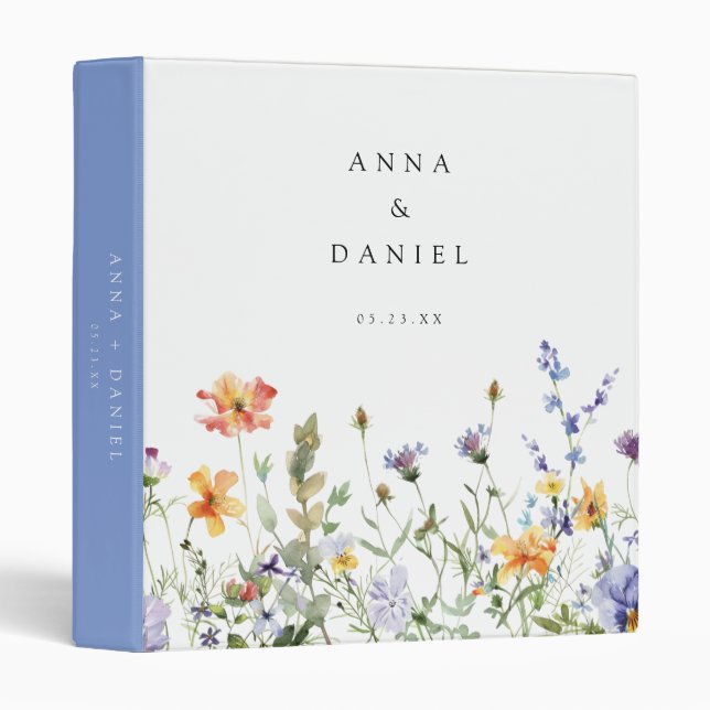 Summer Wildflower Garden Wedding 3 Ring Binder (Front/Spine)