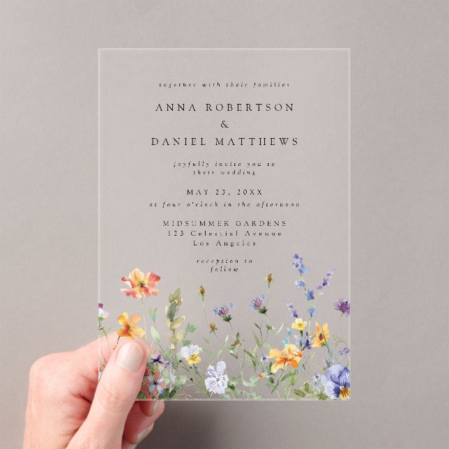 Summer Wildflower Garden Wedding Acrylic Invitations (Insitu (Handheld))