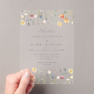 Summer Wildflower Garden Wedding Acrylic Invitations