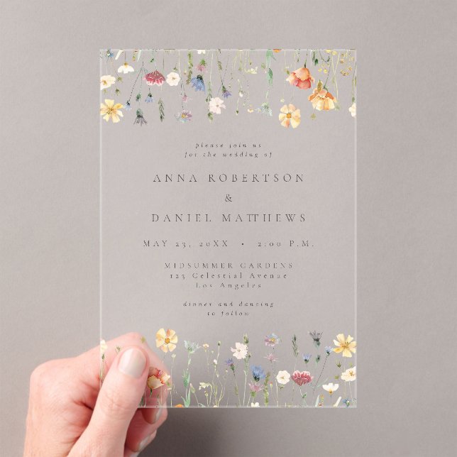 Summer Wildflower Garden Wedding Acrylic Invitations (Insitu (Handheld))