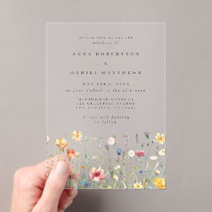 Summer Wildflower Garden Wedding Acrylic Invitations