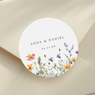 Summer Wildflower Garden Wedding Classic Round Sticker