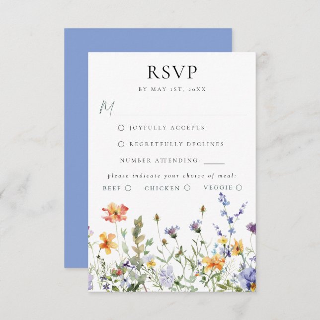 Summer Wildflower Garden Wedding RSVP Card (Front/Back)