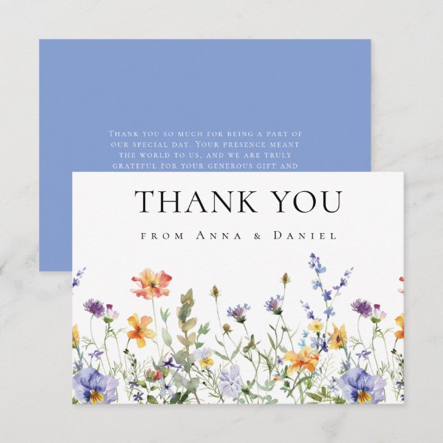Summer Wildflower Garden Wedding Thank You Card (Front/Back)