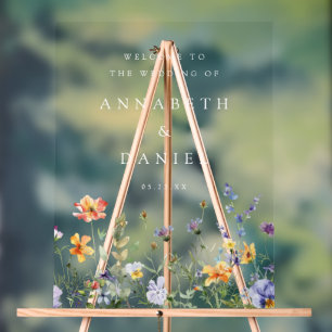Summer Wildflower Garden Wedding Welcome Acrylic Sign