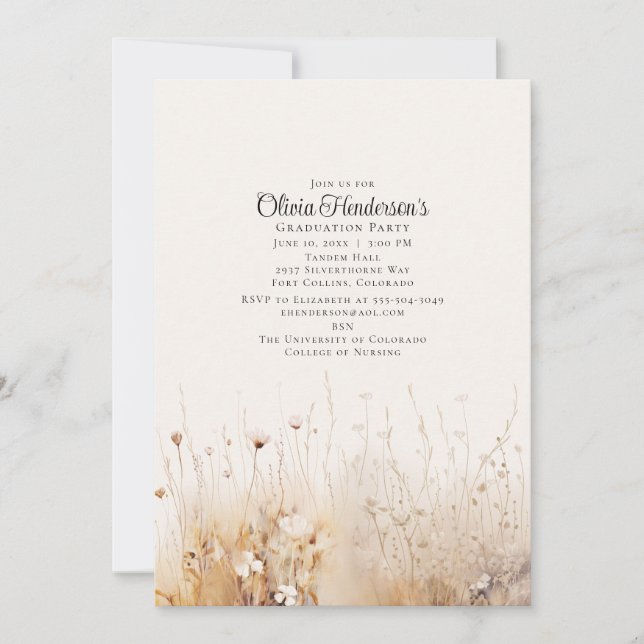 Summer Wildflower Graduation Invitation (Front)