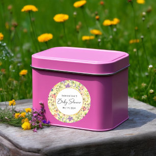 Summer Wildflower Meadow Baby Shower Classic Round Sticker