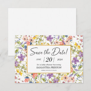 Summer Wildflower Meadow Baby Shower Save The Date