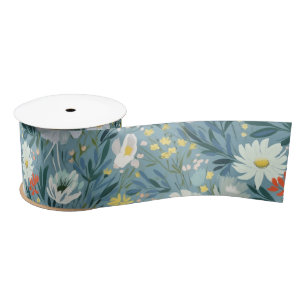 Summer Wildflower Meadow Design Satin Ribbon