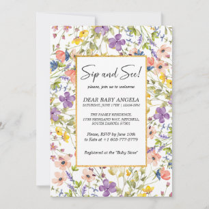 Summer Wildflower Meadow Sip And See Invitation