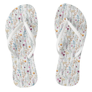 Summer Wildflower Pattern Flip Flops