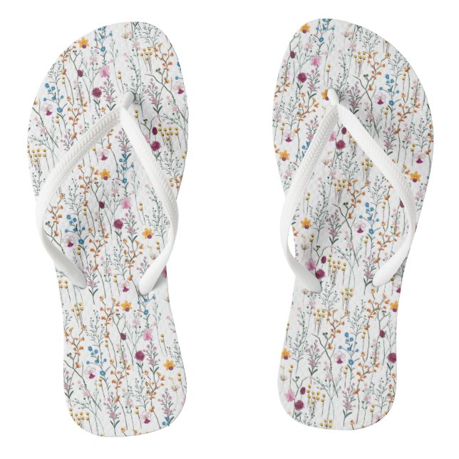 Summer Wildflower Pattern Flip Flops (Footbed)