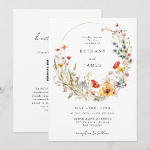 Summer Wildflower QR Code Wedding Invitation