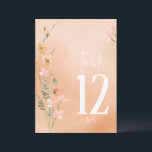 Summer Wildflower Table Number V2 Apricot ID1023<br><div class="desc">This chic wedding suite with it's warm sunny colour palette, handwritten script font and delicate wildflower arrangements has a timeless and sophisticated look that will impress your guests and help make your special day unforgettable. This coordinating wedding table number card, with a corner floral and script text on an apricot,...</div>