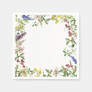 Summer Wildflower Watercolor Floral Bridal Shower Napkin