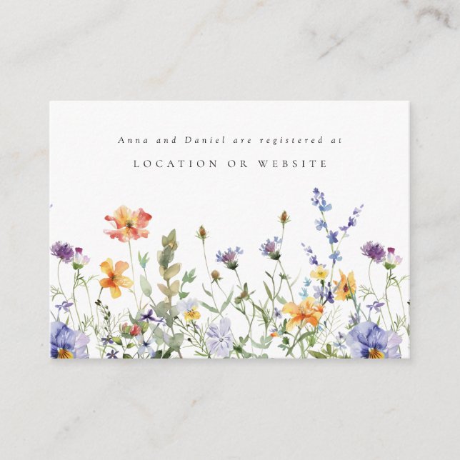 Summer Wildflower Wedding Registry Enclosure Card (Front)