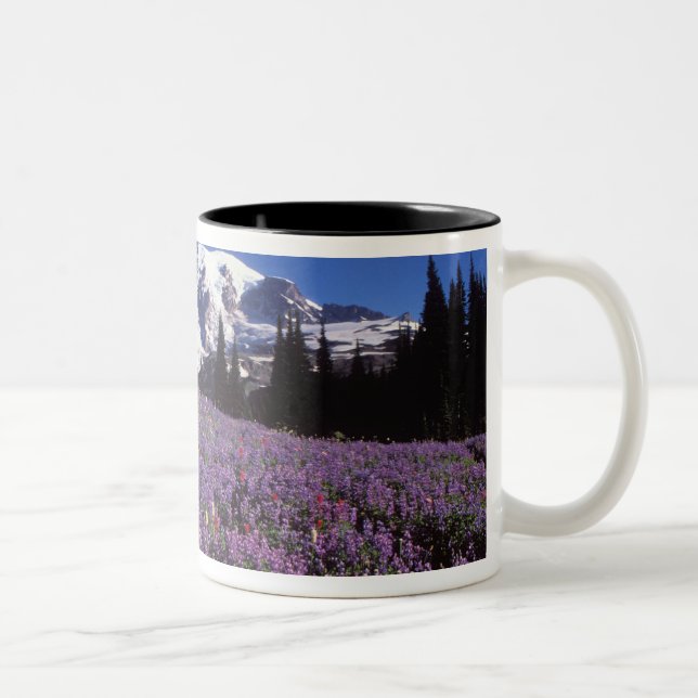 summer wildflowers at the base of Mount Rainier, Two-Tone Coffee Mug (Right)