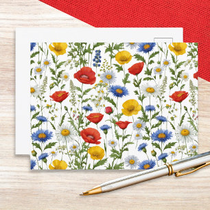 Summer Wildflowers Colourful Floral Postcard