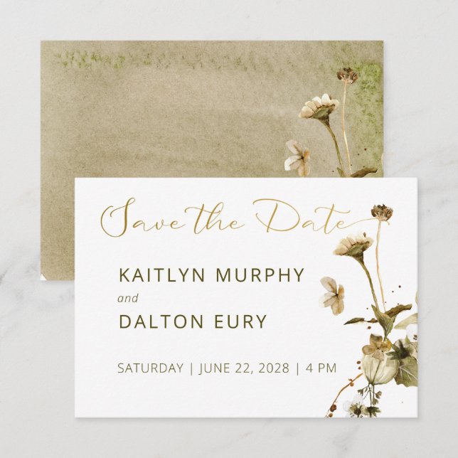 Summer Wildflowers & Daisies Save the Date Card (Front/Back)