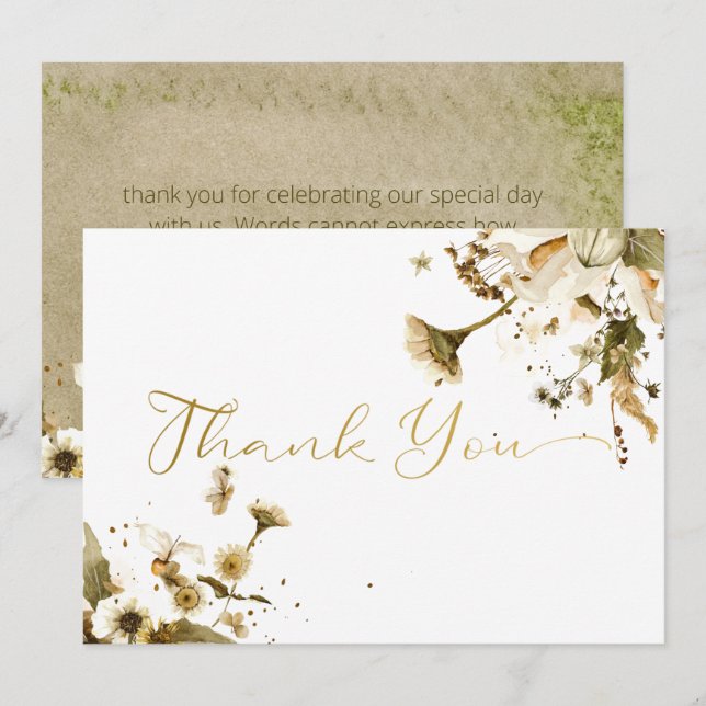 Summer Wildflowers & Daisies Thank You Card (Front/Back)