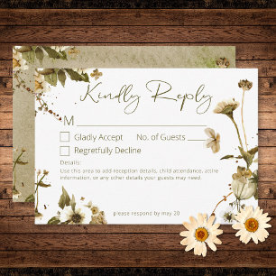 Summer Wildflowers & Daisies Wedding No Dinner RSVP Card