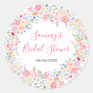 Summer Wildflowers Floral Bridal Shower  Classic Round Sticker