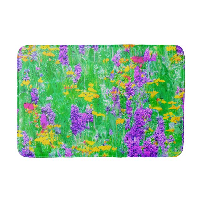 Summer Wildflowers in a Green Field Bath Mat (Front)