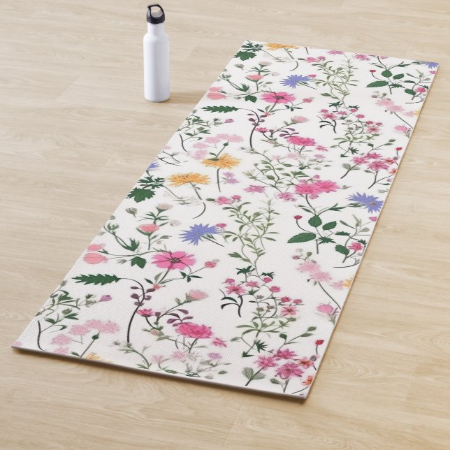 Summer Wildflowers on White Yoga Mat (In Situ)