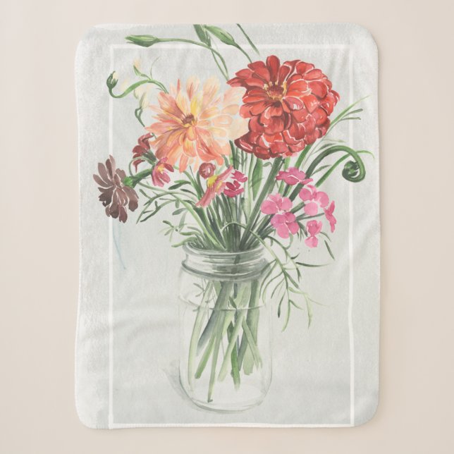 Summer Wildflowers - Pinks & Reds Sherpa Blanket (Front)