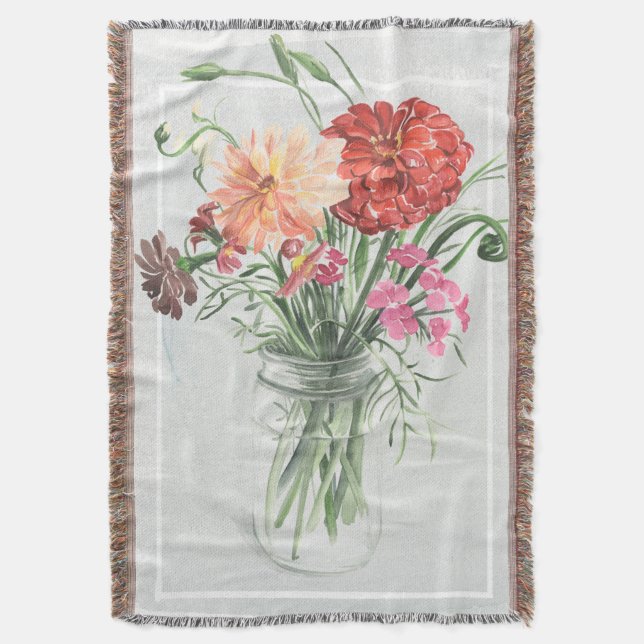 Summer Wildflowers - Pinks & Reds Throw Blanket (Front Vertical)
