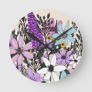 Summer Wildflowers Round Clock