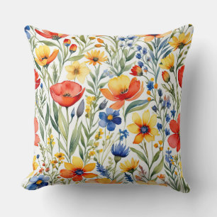 Summer Wildflowers Throw Pillow
