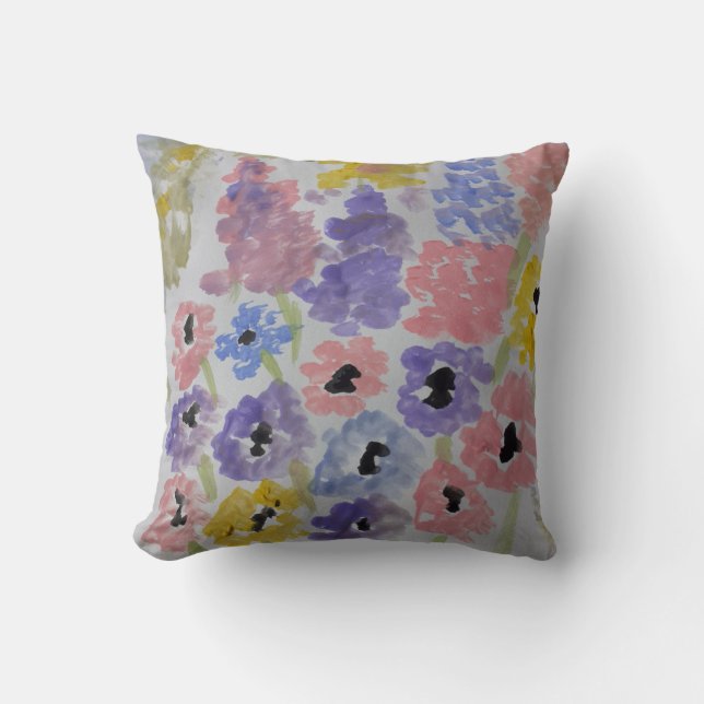 Summer Wildflowers Throw Pillow (Front)