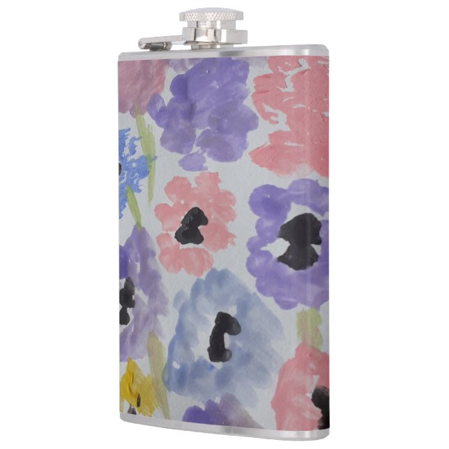 Summer Wildflowers Vinyl Wrapped Hip Flask (Left)