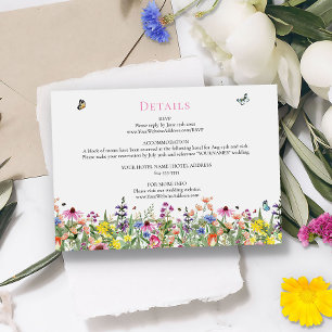 Summer Wildflowers Wedding Details Enclosure Card
