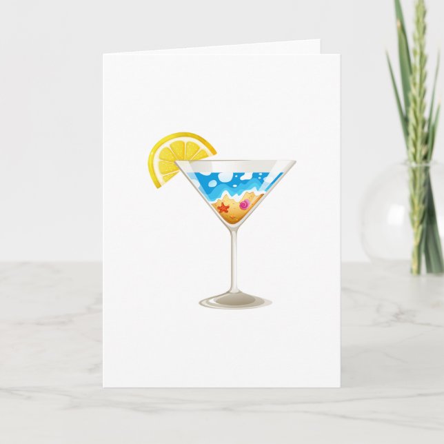Summer Wine Glass Greeting Cards (Front)