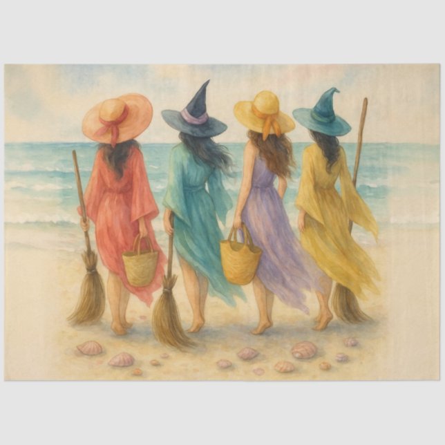 Summer Witches Decoupage Paper – Coastal Coven  (Front)