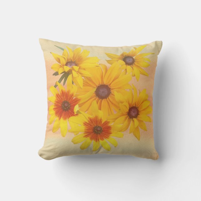 Summer with Sunflowers Throw Pillow (Front)
