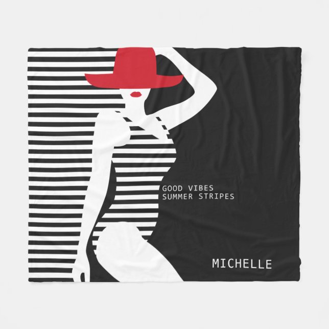 Summer Woman custom name fleece blanket (Front (Horizontal))