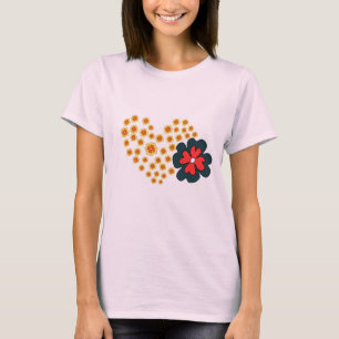 Summer Women Daisy Flower Heart T-Shirt