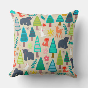 summer woodland throw pillow