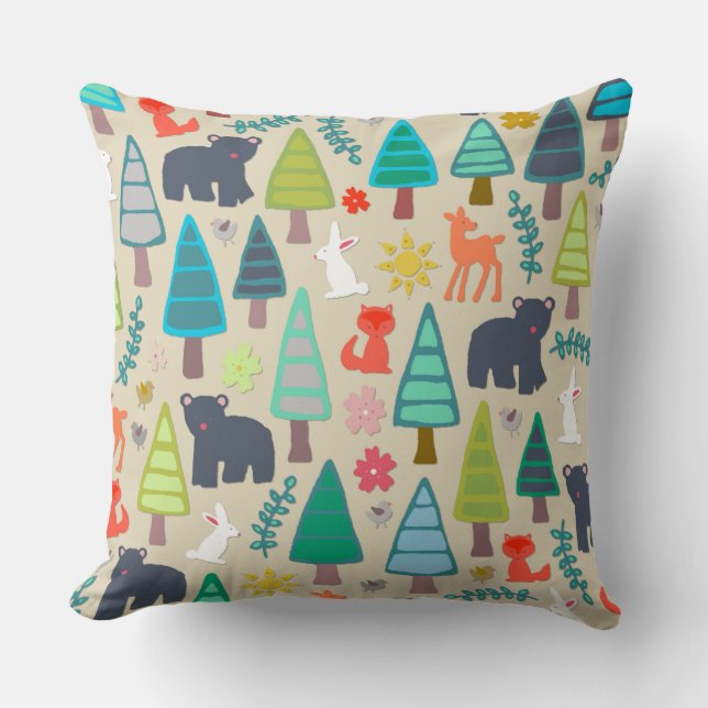 summer woodland throw pillow (Front)