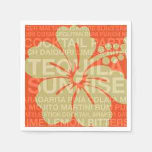 Summer Words Cocktails and Hibiscus Paper Napkins
